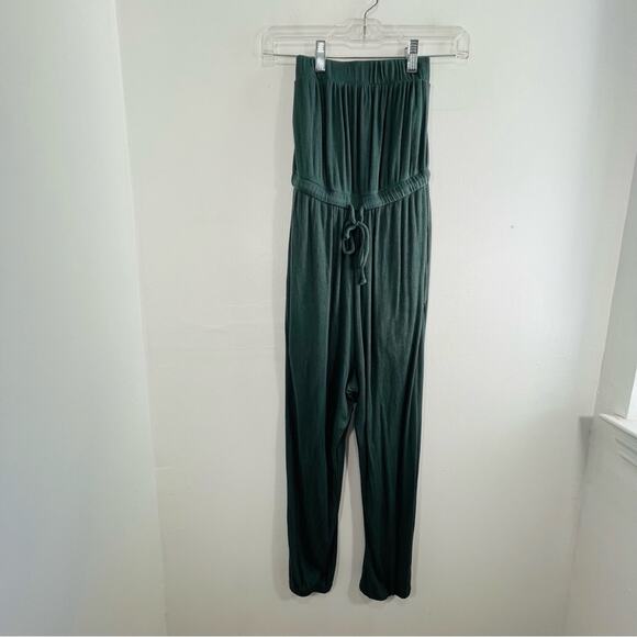 Spiritual Gangster Carmela Green Ribbed Cinched Strapless Jumpsuit XS - Picture 2 of 12